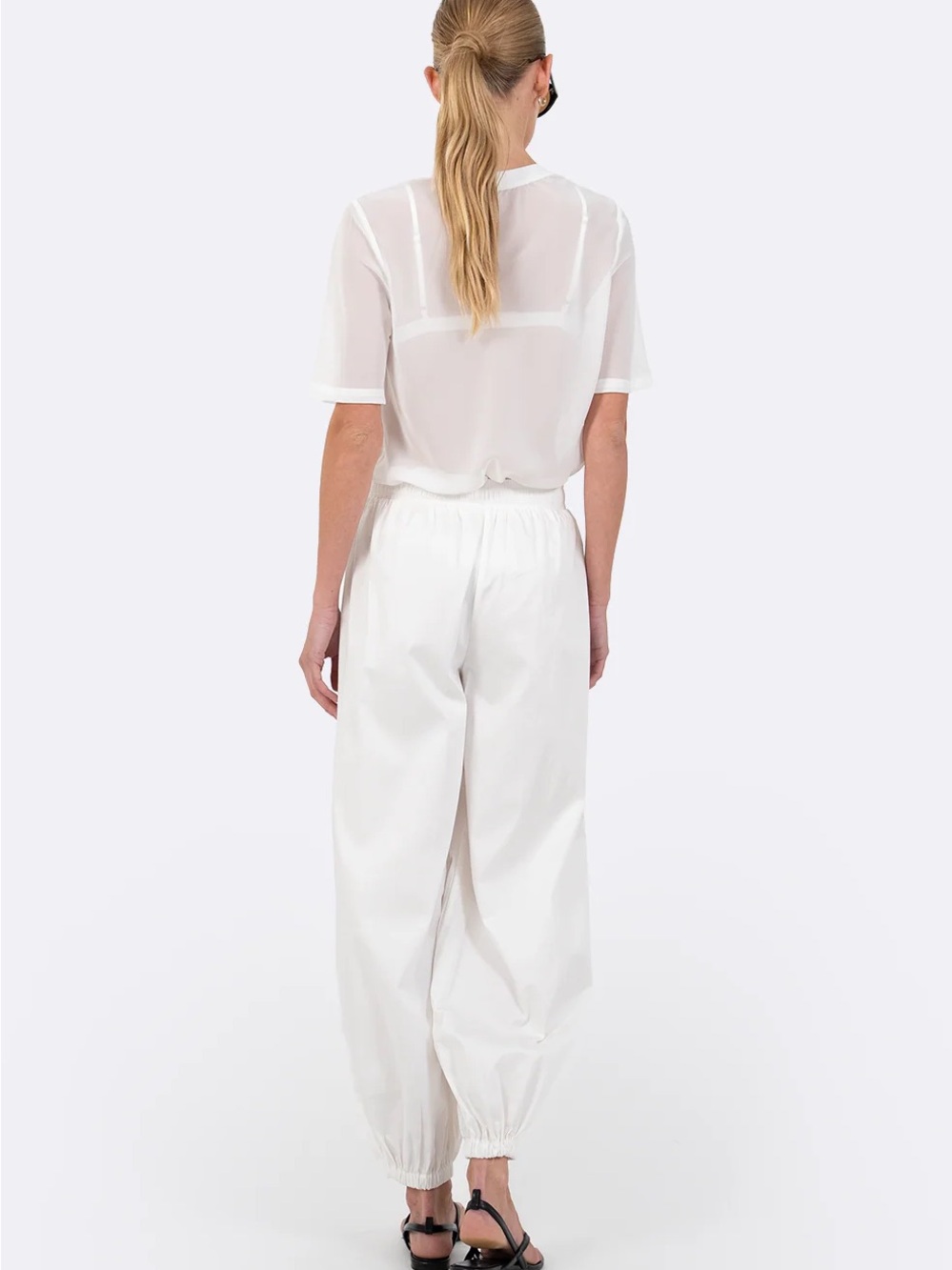 Young Fabulous & Broke White Elastic-Waist Satin Joggers